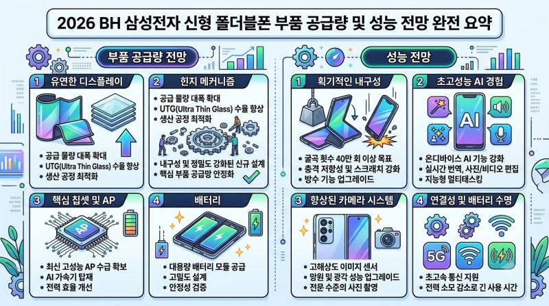 2026 BH 삼성전자 폴더블폰 신제품 부품 공급 수량과 실적 전망 완벽 정리