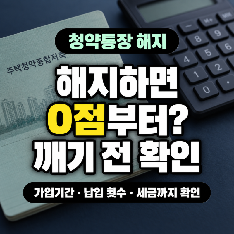 청약통장 해지하면 0점부터? 깨기 전 꼭 봐야 할 불이익 5가지