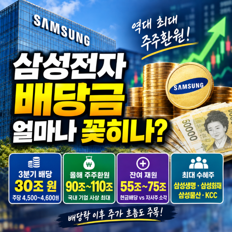 삼성전자 3분기 배당 주당 4500원 | 30조 특별배당과 잔여 75조 활용 전망