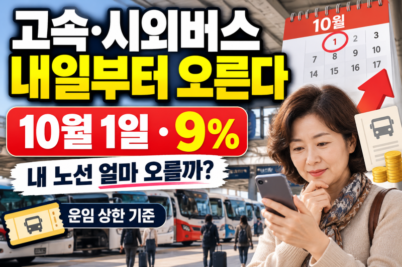 고속·시외버스 타는 분들 주목…내일부터 ‘요금 상한 9%’ 오른다, 내 노선 얼마?