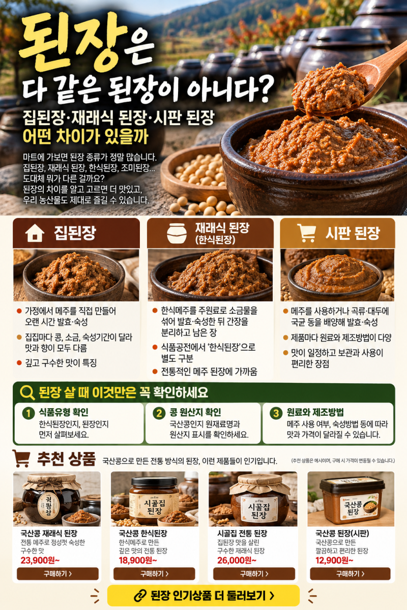 된장은 다 같은 된장이 아니다? 집된장·재래식 된장·시판 된장 차이