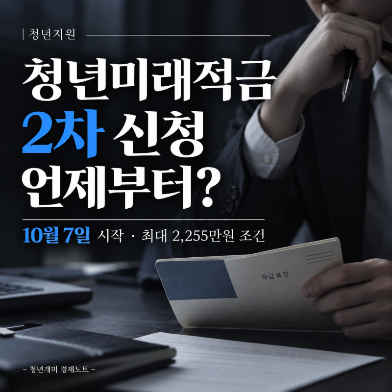 "10월 7일부터 신청합니다" 청년미래적금 2차 신청기간·가입조건·2,255만원·갈아타기 총정리