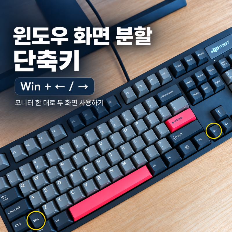 윈도우 화면 분할 단축키, 모니터 한대로 두 화면 사용하는 방법