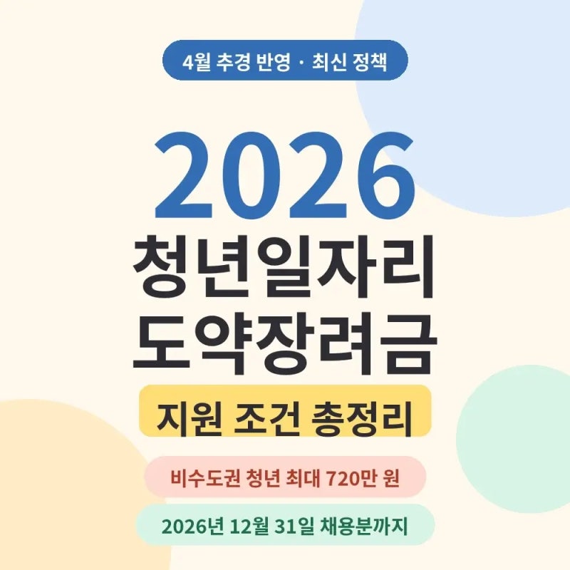 청년일자리도약장려금 2026 지원 조건, 12월 31일 채용분까지라 서둘러야 하는 이유