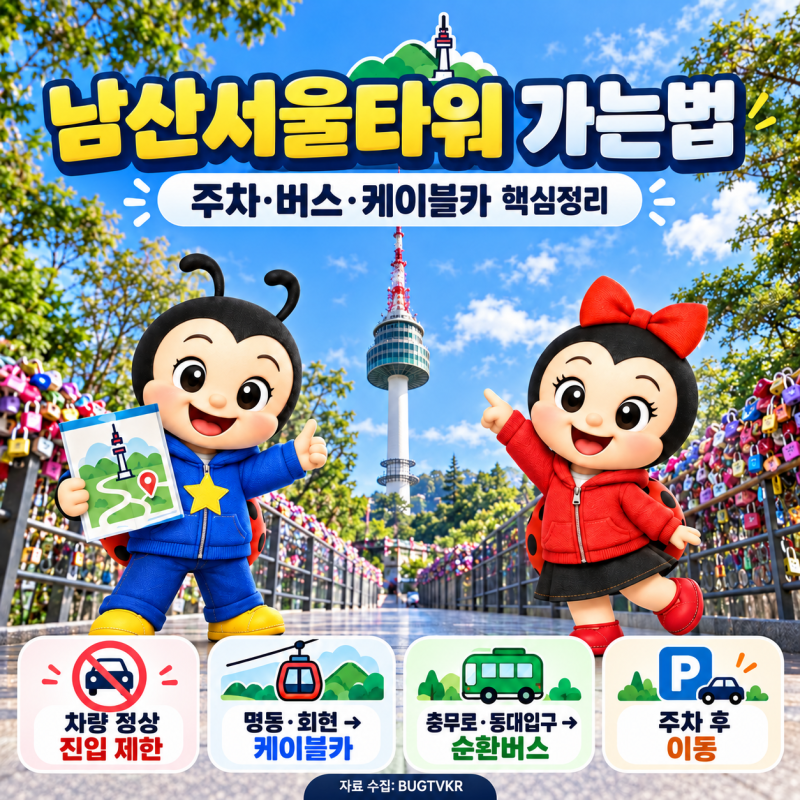 남산서울타워 가는법 주차 버스 케이블카｜어느 방향으로 올라가야 편할까