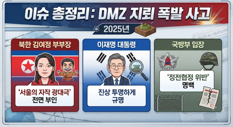 DMZ 지뢰 폭발 사고, 김여정 "서울의 자작 광대극" 전면 부인… 이재명 대통령 "진상 투명하게"....