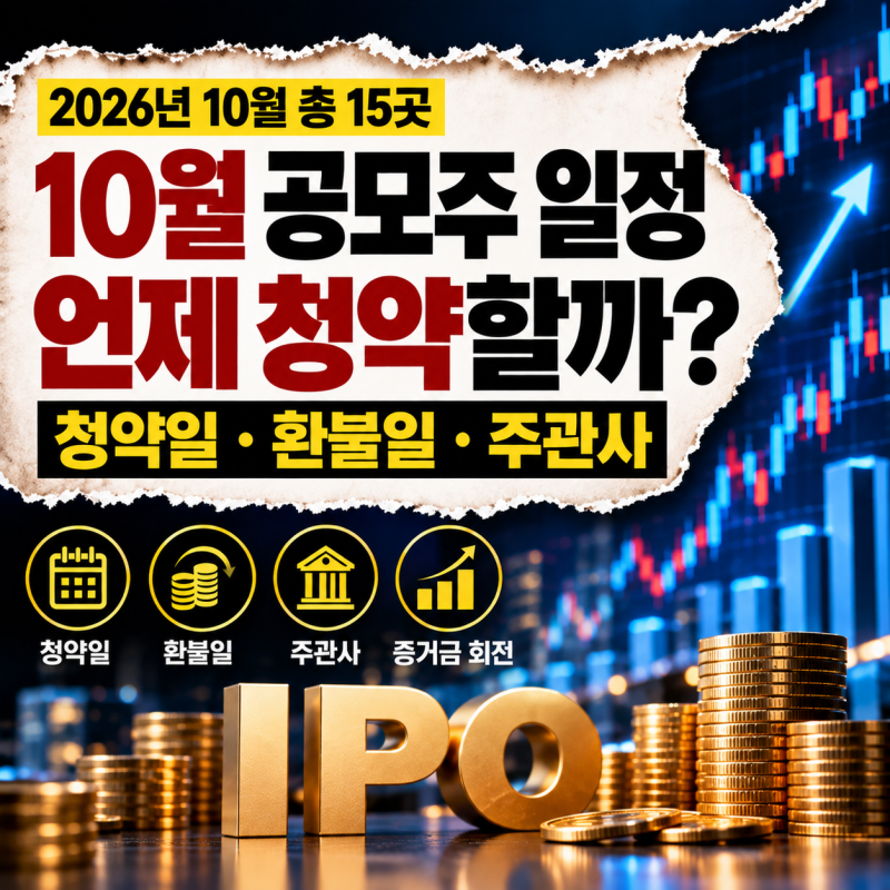 2026년 10월 공모주 청약 일정, 15곳 청약일·환불일·주관사 총정리