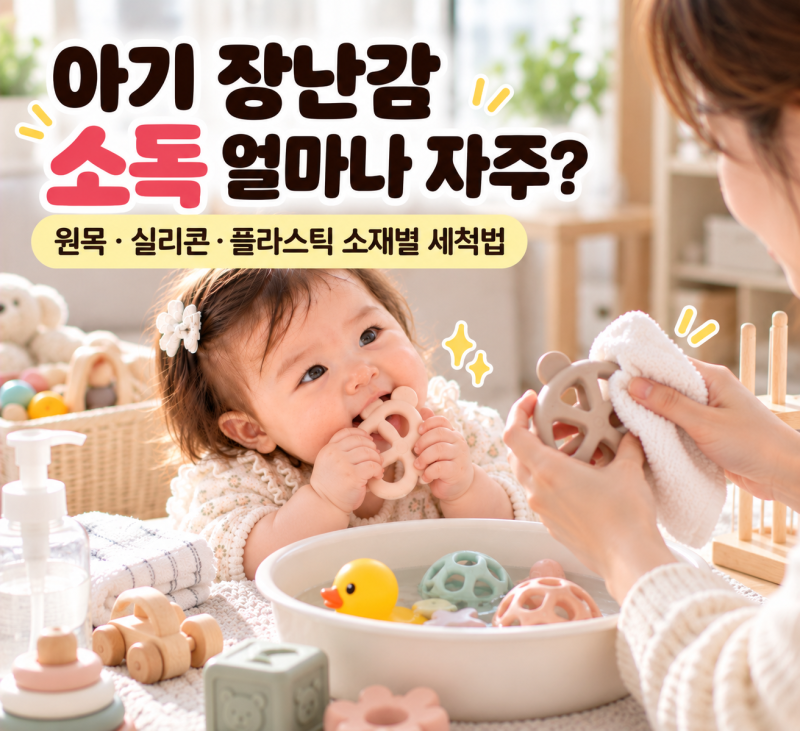 아기 장난감 소독 얼마나 자주? 원목·실리콘·플라스틱 소재별 세척법
