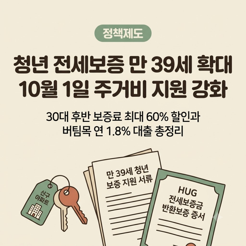 30대 후반도 청년 전세대출 받는다! 10월 1일 전세보증 지원 연령 만 39세 확대와 보증료 할인 ....