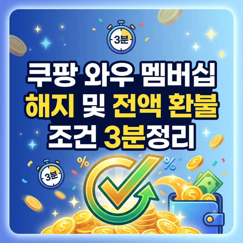 쿠팡 와우 해지 방법 및 전액 환불 기준 총정리(+일할 계산 적용)