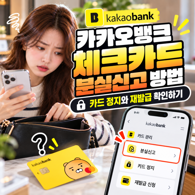 카카오뱅크 체크카드 분실신고 방법, 카드 정지와 재발급 확인하기