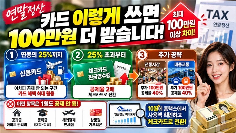 신용카드 체크카드 소득공제 황금비율! 연말정산 100만 원 더 받는 2단계 공식
