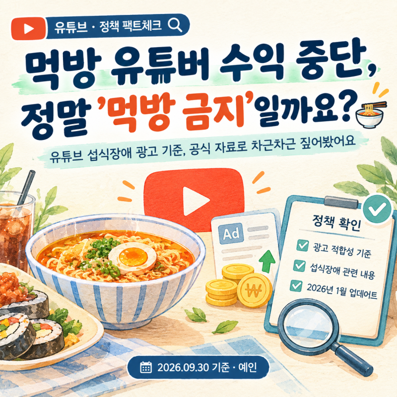 유튜브 섭식장애 혹은 먹방 콘텐츠 수익 중단, 공식 자료로 알아봅니다
