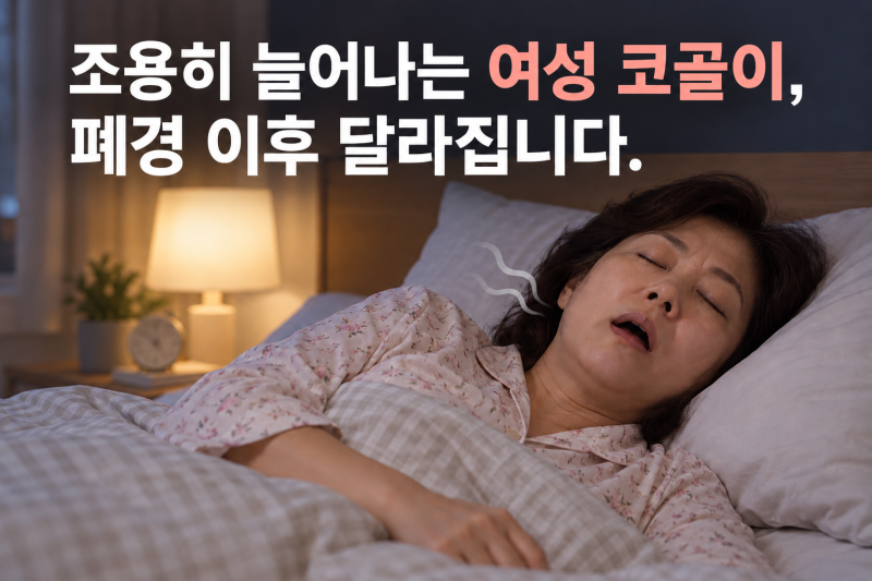 조용히 늘어나는 여성 코골이, 폐경 이후 달라집니다.