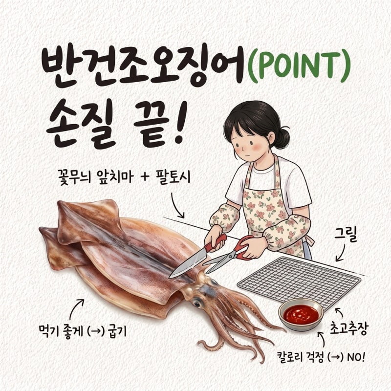 말린 거라 가벼운 줄 앎 반건조오징어 칼로리 굽기 굽는방법 보관 소스