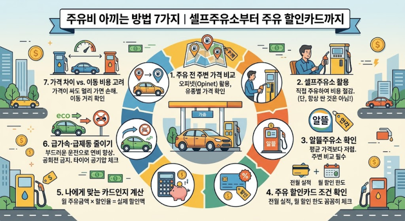주유비 아끼는 방법 7가지｜셀프주유소부터 주유 할인카드까지
