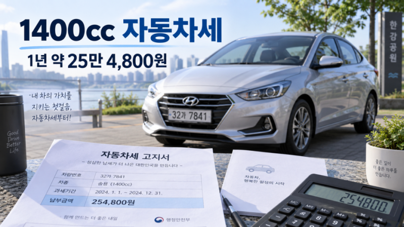 1400cc 자동차세 1년에 얼마? 1600cc보다 얼마나 적게 내는지 계산해보니