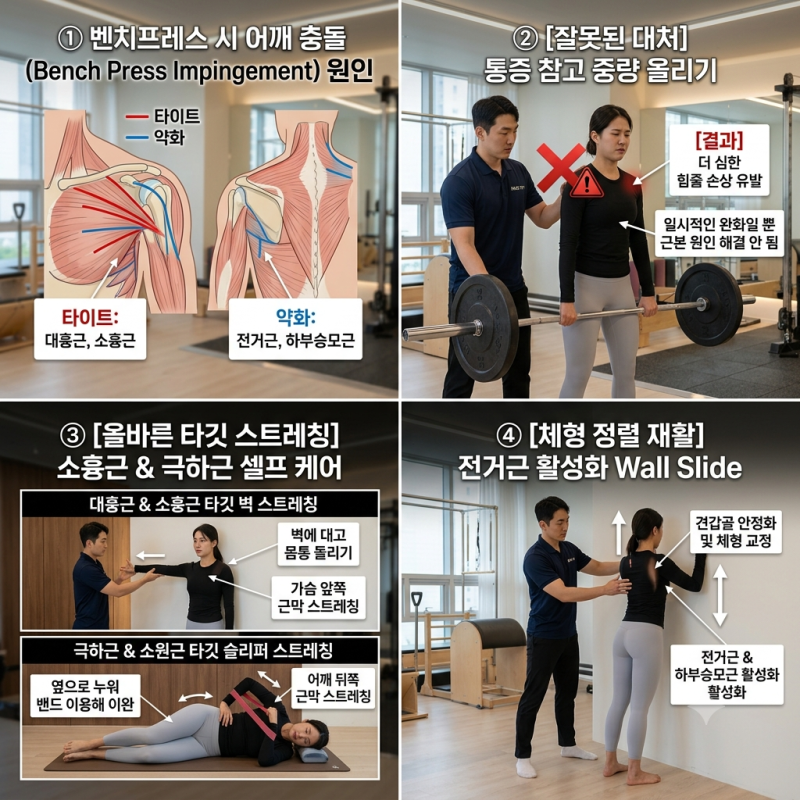 ️♂️ 벤치프레스할 때 어깨 앞쪽이 '씹히는' 느낌? 충돌증후군 원인과 이즈핏 케어 솔루션