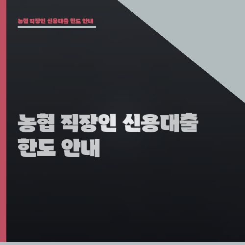 농협 직장인 신용대출 한도 안내