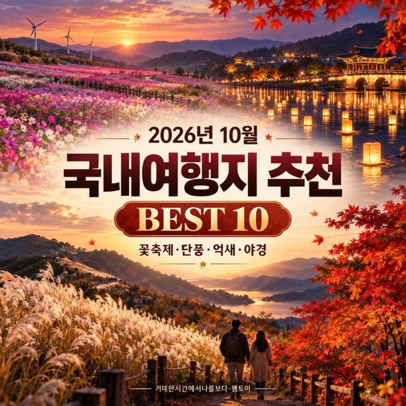 2026년 10월 국내여행지 추천 BEST 10｜꽃축제·단풍·억새·야경 명소