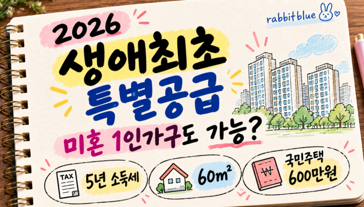2026 생애최초 특별공급 조건 총정리｜미혼 1인가구도 가능할까?