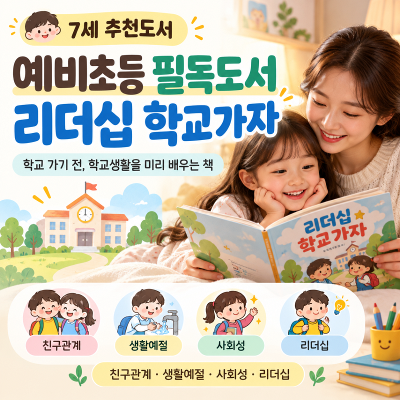 예비초등 필독도서 추천｜7세가 매일 읽는 『리더십 학교가자』 초등학교 입학 준비책