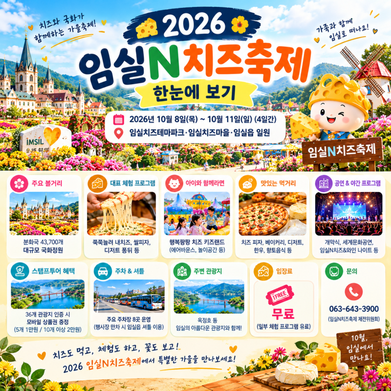 2026 임실N치즈축제 총정리! 입장료부터 체험비·주차·스탬프 혜택까지 (10월 가볼만한곳)