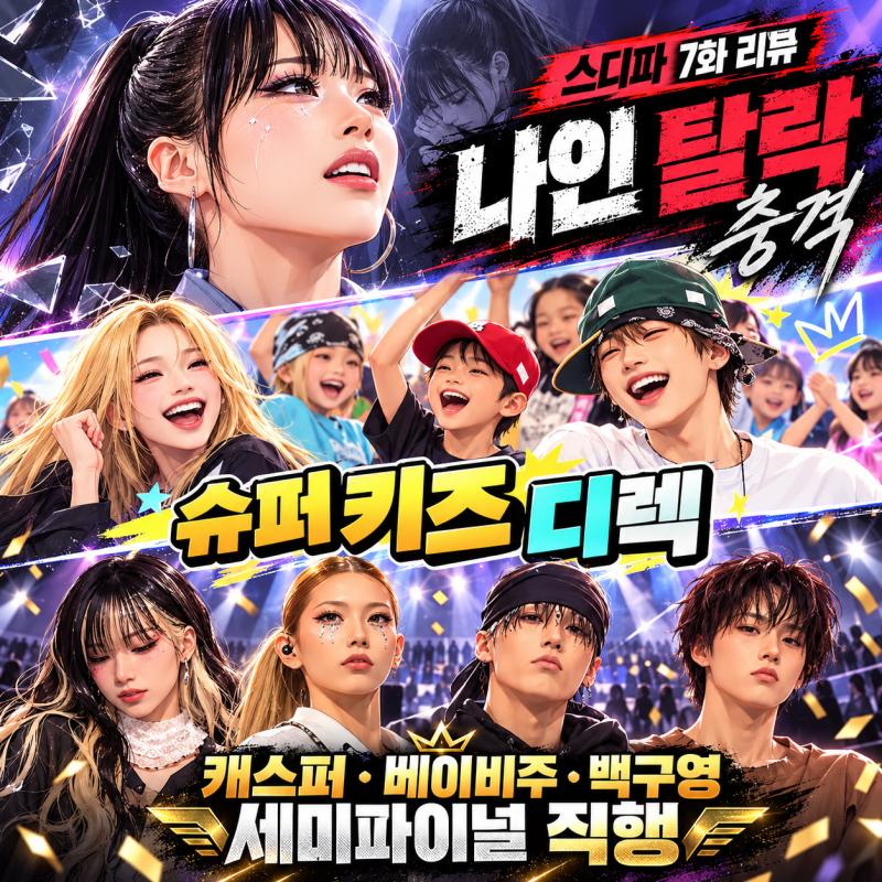 스디파 7화 리뷰｜나인 탈락 충격→슈퍼 키즈 디렉 미션, 캐스퍼·베이비주·백구영 세미파이....