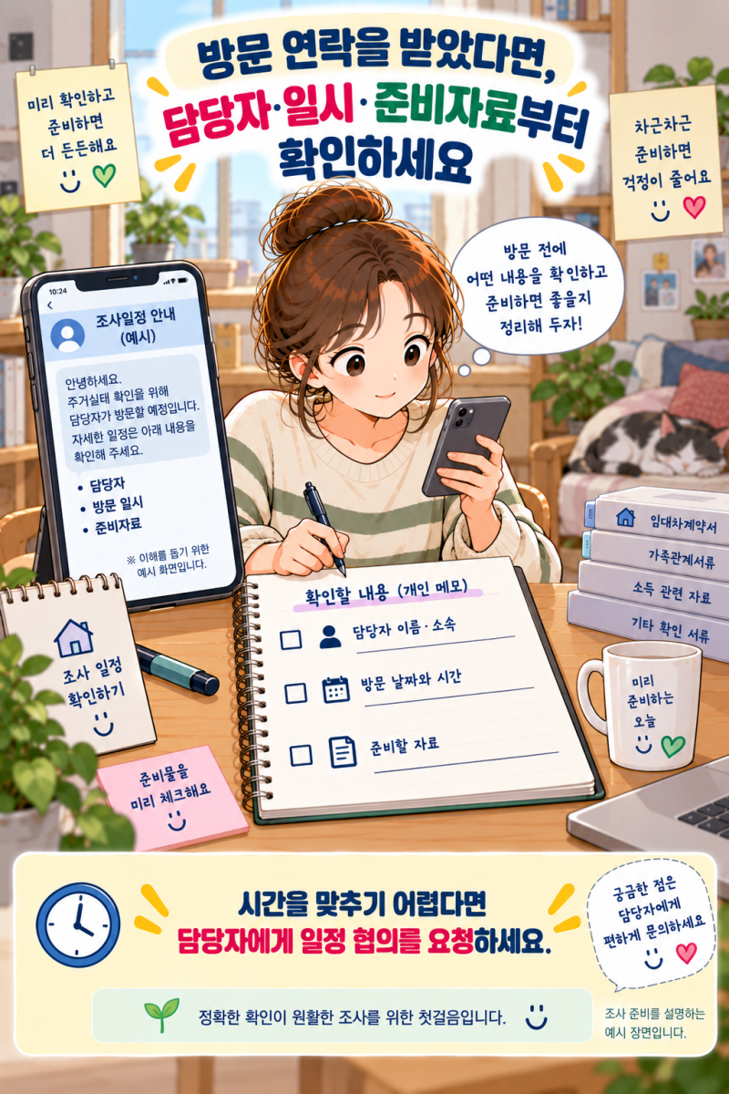 주거급여를 신청했는데 LH에서 집에 온대요. 무엇을 확인하고 준비하나요?