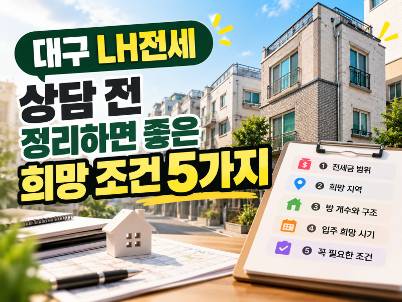 대구 LH전세 상담 전 정리하면 좋은 희망 조건 5가지