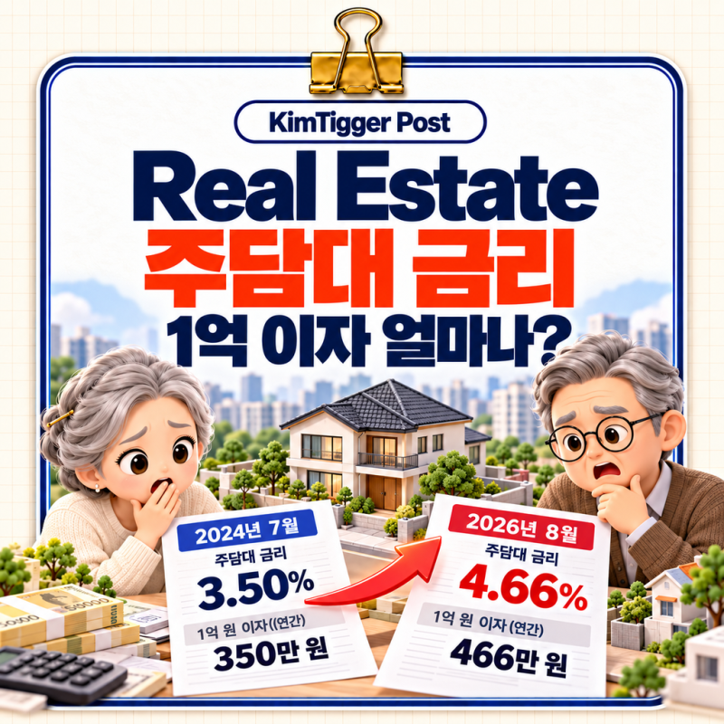 1억 대출 이자, 월 10만원 가까이 더 낸다? 주담대금리 3년 최저와 지금