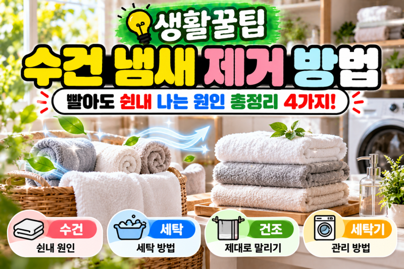 [생활 꿀팁]수건 냄새 제거 방법, 빨아도 쉰내 나는 원인 총정리 4가지!