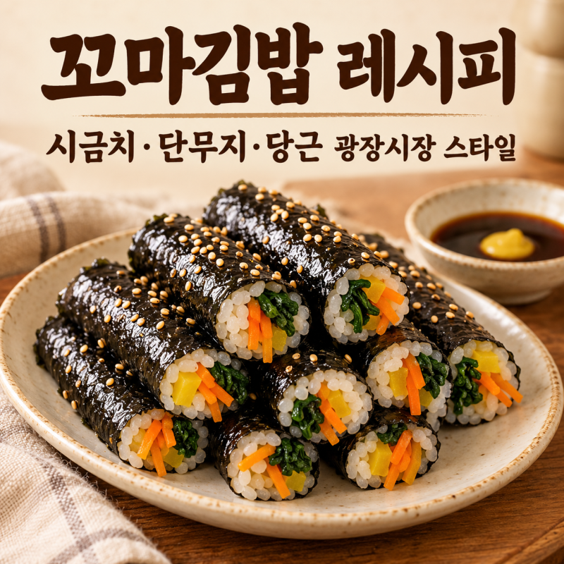 "꼬마김밥 레시피" 시금치 단무지 당근만 넣는 옛날 광장시장 스타일