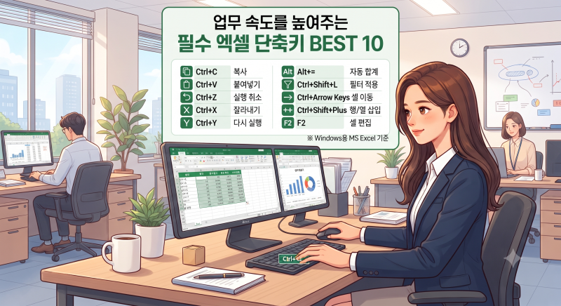 업무가 빨라지는 엑셀 단축키 모음(프린트용 PDF파일 포함)