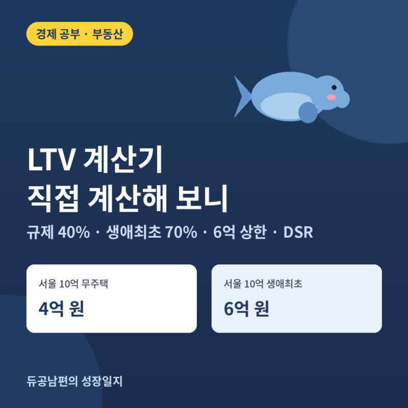 LTV 계산기 대신 직접 계산해 봤다 - 서울 10억 아파트, 대출 얼마까지?