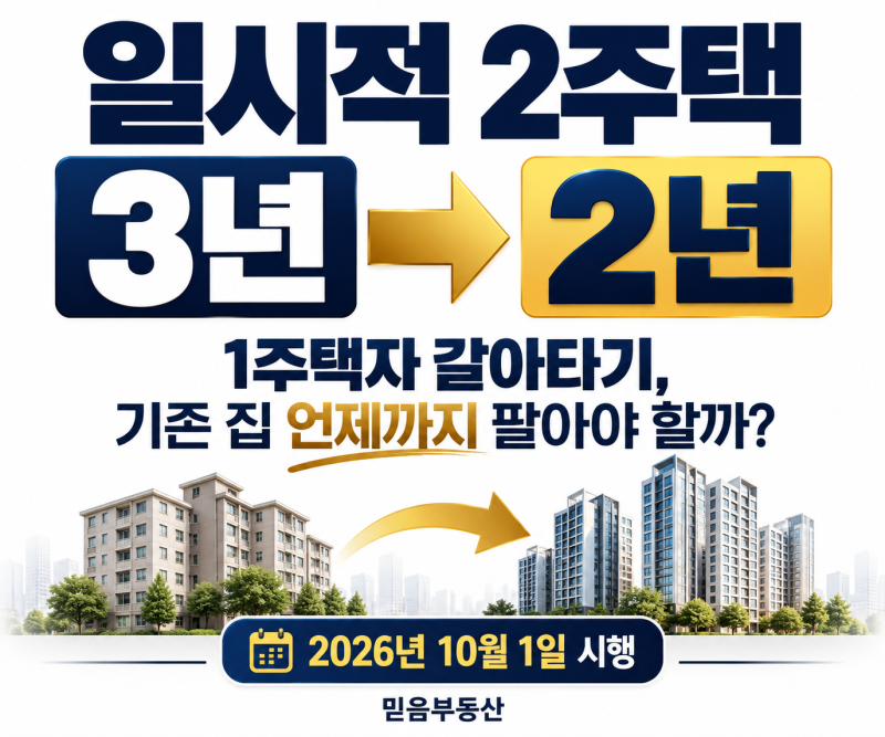 1주택자라면 꼭 확인! 기존 집 3년 안에 팔면 된다? 이제 ‘2년’입니다