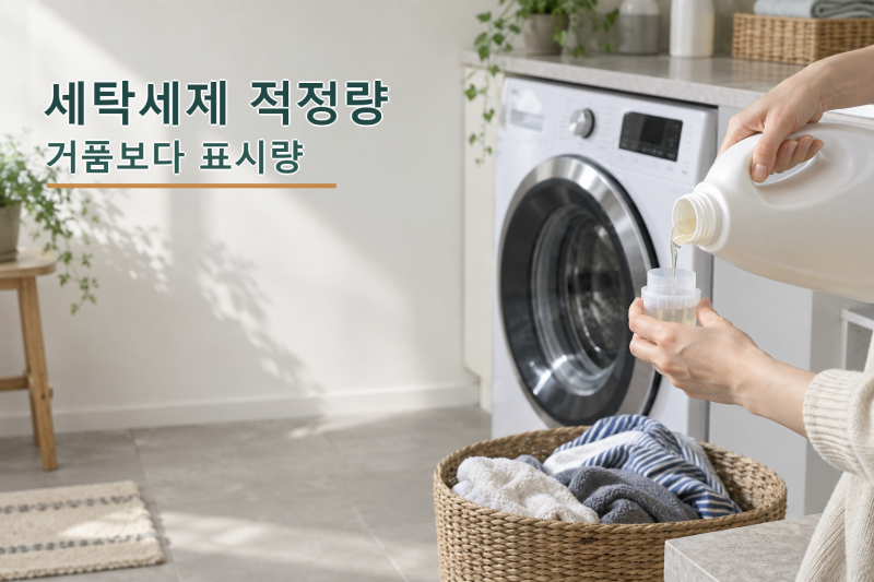 세탁세제 적정량, 거품보다 표준사용량과 1회 비용을 보세요