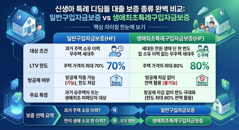 신생아 특례 디딤돌 대출 보증 종류 비교, 일반구입자금보증 vs 생애최초특례구입자금보증