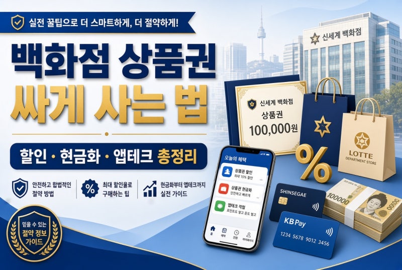 백화점 상품권 싸게 사는 법 총정리｜할인부터 현금화·앱테크까지