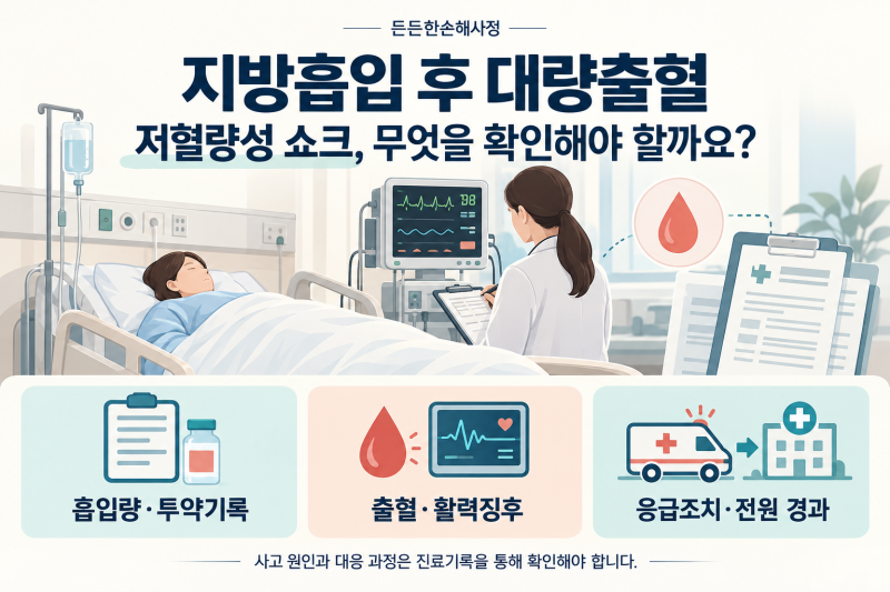 지방흡입 후 대량출혈로 저혈량성 쇼크, 사고 원인과 보상 검토 시 확인할 사항