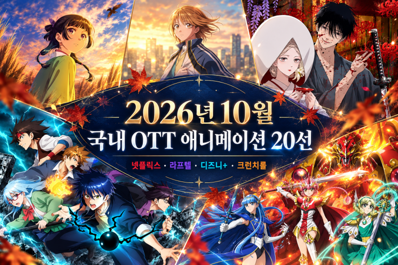 [애니] 2026년 10월 국내 OTT 공개 예정 애니메이션 20선 | 2026년 4분기 신작 애니