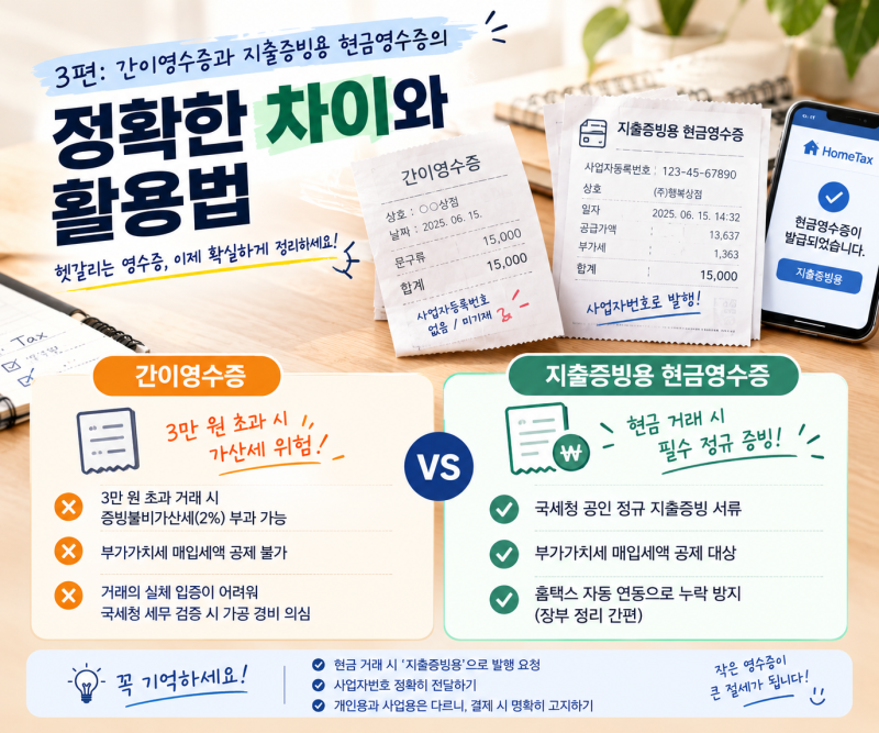 간이영수증과 지출증빙용 현금영수증의 정확한 차이와 활용법