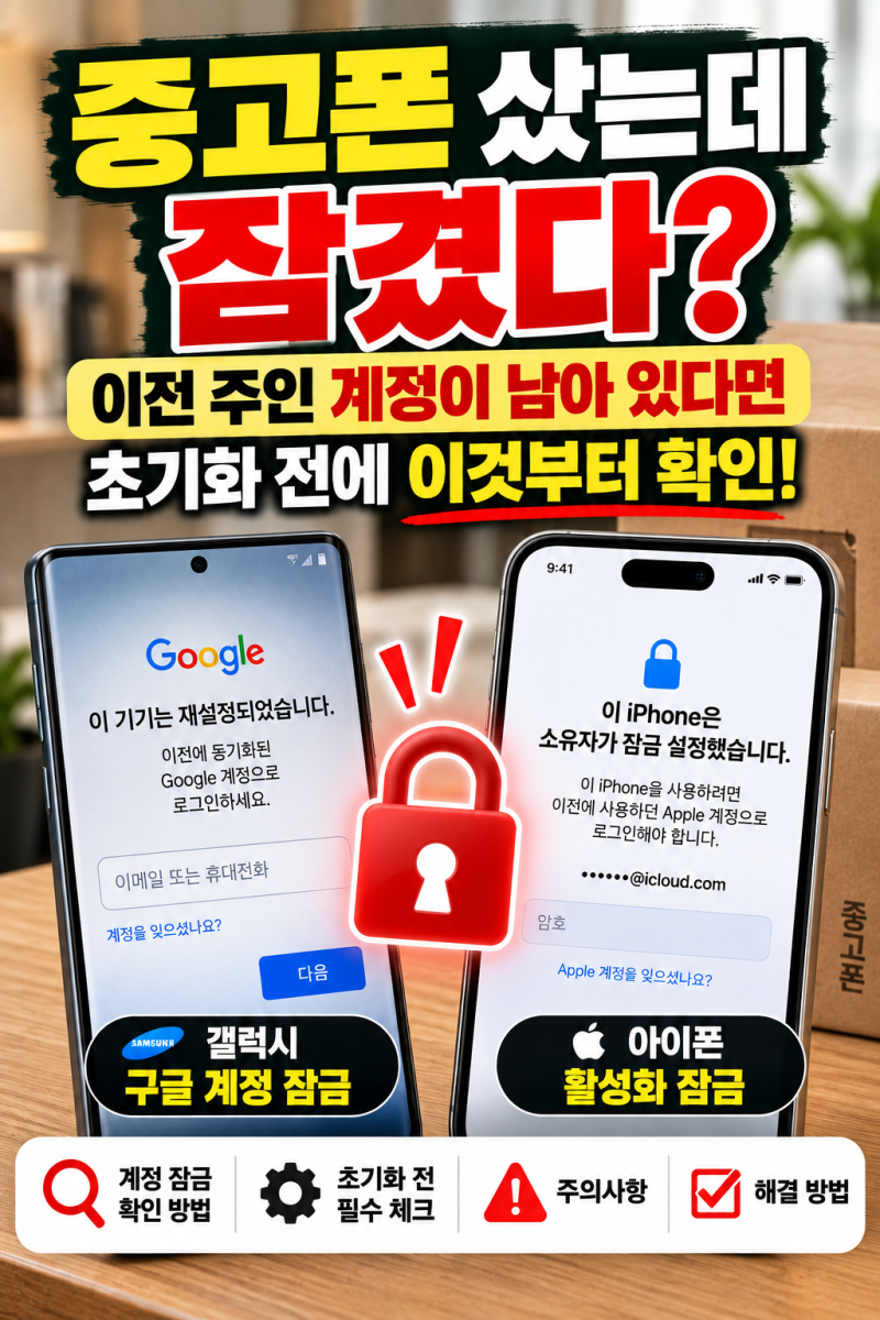 중고폰 샀는데 이전 주인 계정이 남아 있다면? 갤럭시·아이폰 초기화 전 반드시 확인할 것