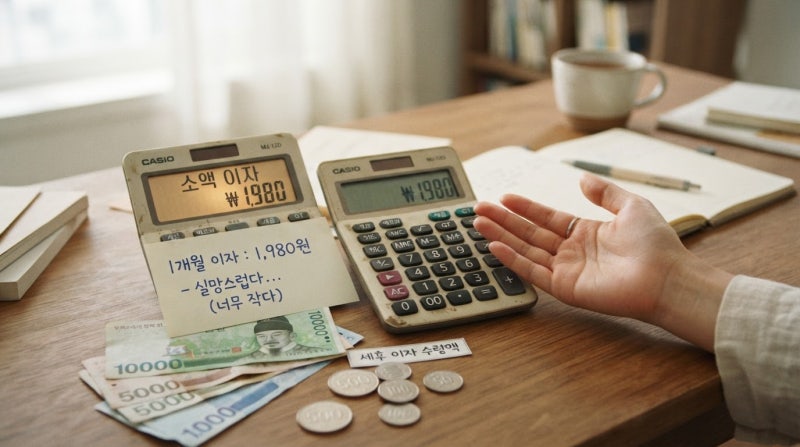 한 달 적금 이자 계산하는 법, 연이율 12로 나누고 15.4% 빼면 끝?