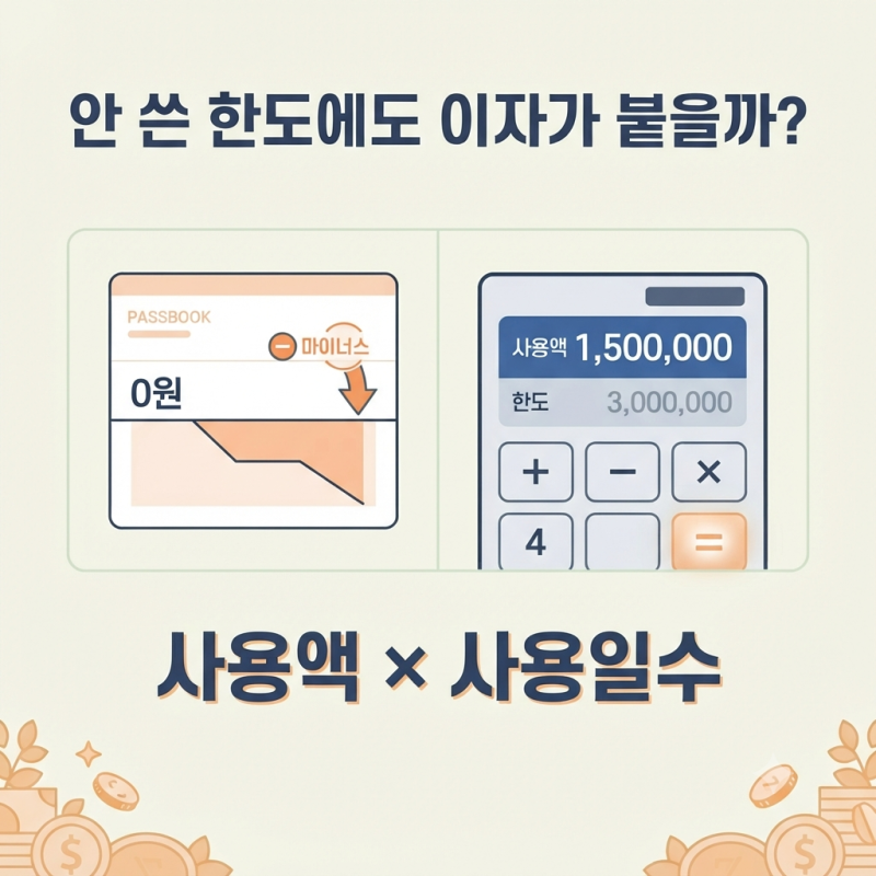 마이너스통장 이자는 안 쓴 날에도 붙을까? 사용액·사용일수 계산법