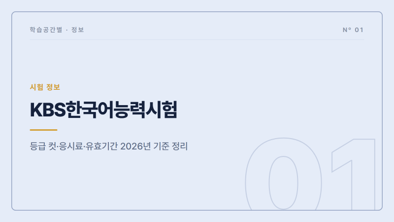 KBS한국어능력시험 등급 컷·응시료·유효기간 2026년 기준 정리