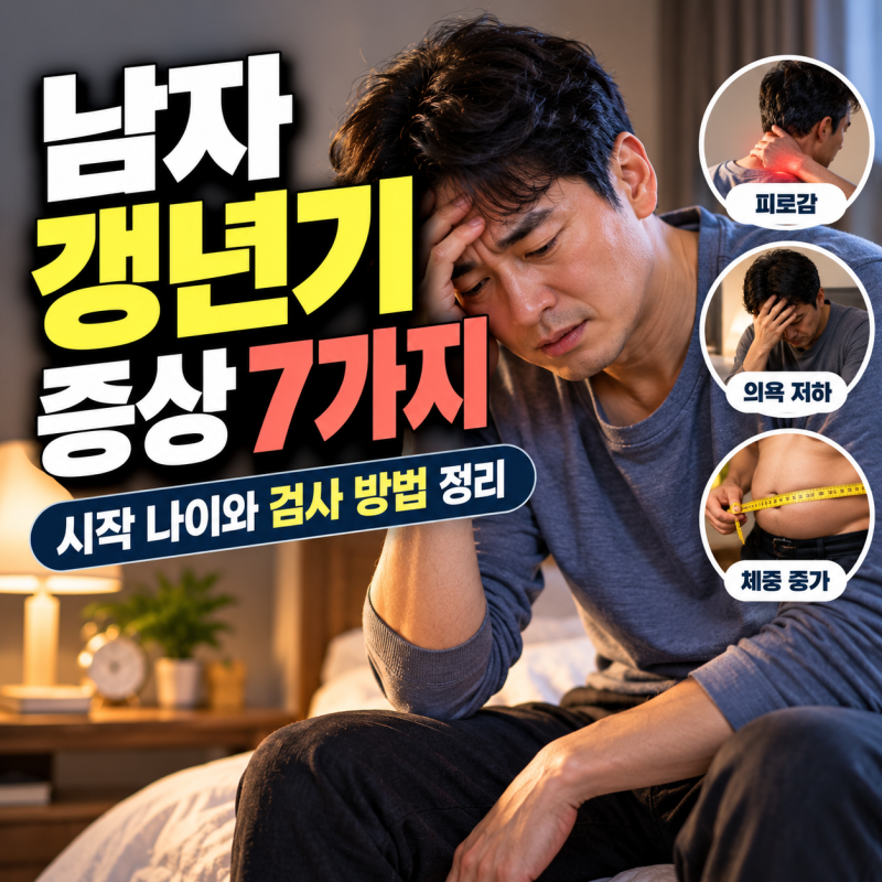 남자 갱년기 증상 7가지, 시작 나이와 검사 방법 정리