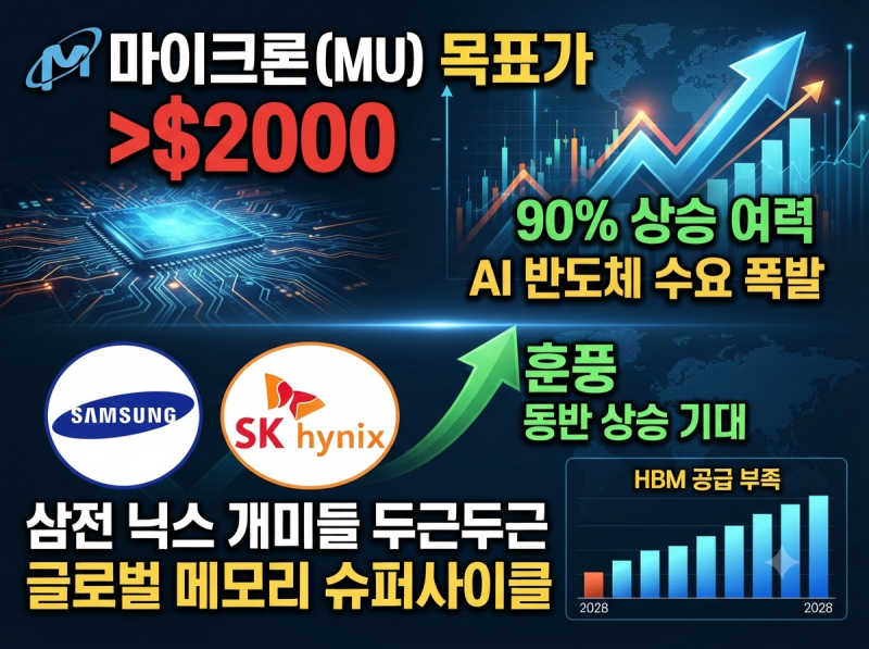 마이크론 목표가 2000달러 전망, 삼전닉스 개미들 왜 두근거릴까?