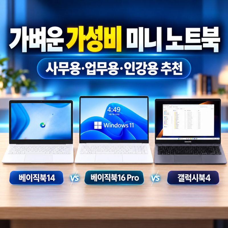 가벼운 가성비 미니 노트북 추천, 베이직북14 vs베이직북16 Pro vs 갤럭시북4 사무용 업무용 인....