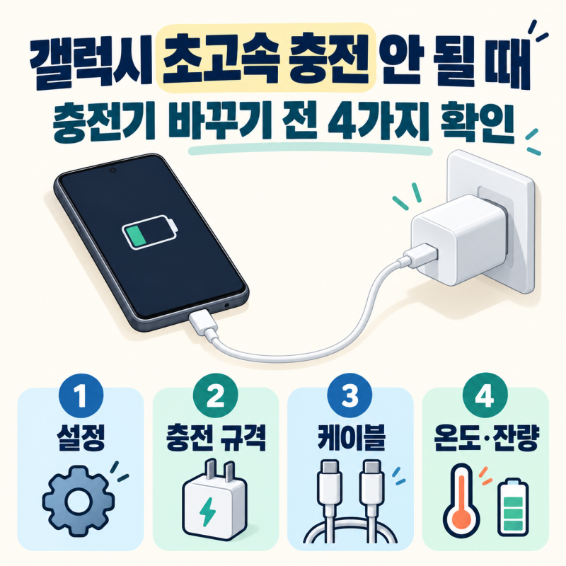 갤럭시 초고속 충전 안 될 때, 충전기 바꾸기 전 확인할 4가지